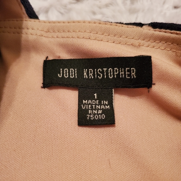 Navy Blue & Nude Lace Halter Dress - Picture 10 of 12